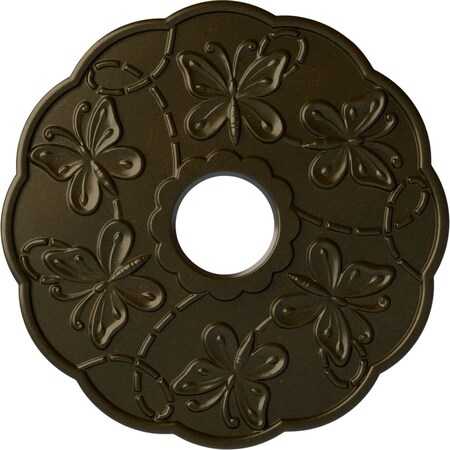 Ekena Millwork Terrones Butterfly Ceiling Medallion (Canopies up to 3 7/8"), 17 7/8"OD x 3 7/8"ID x 1"P, Green Gold CM17TSGGS